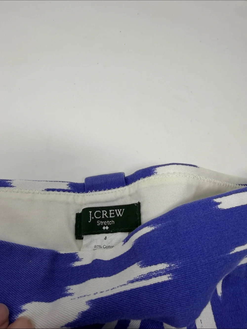 J. Crew Purple and White Abstract Print Flat Front Shorts Size 4
